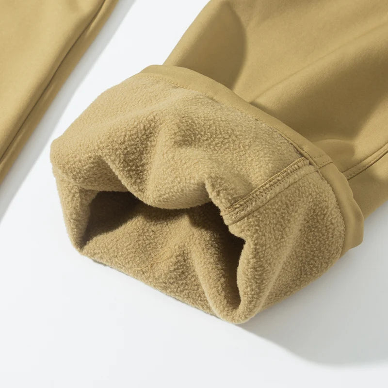 Men Winter Autumn Warm Fleece Pants Waterproof Hiking Camping Climbing Cargo Military Tactical Casual Trousers Softshell Elastic