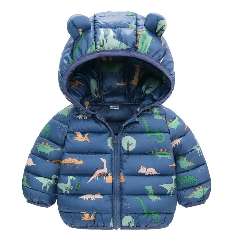 Kids Boys Girls Lightweight Down Jackets Hooded Outerwear Autumn Winter Baby Coats Fashion Sports Casual Clothing For 1-5 Years