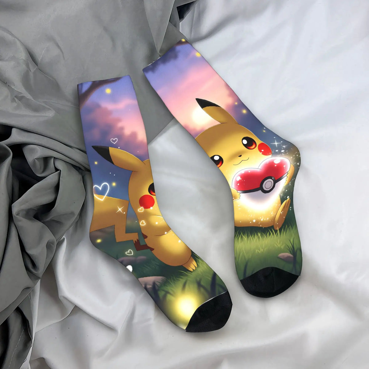 Men's Socks Pokemon Characters  Stockings Non-Slip Comfortable Socks Autumn Modern Design Outdoor Sports Socks