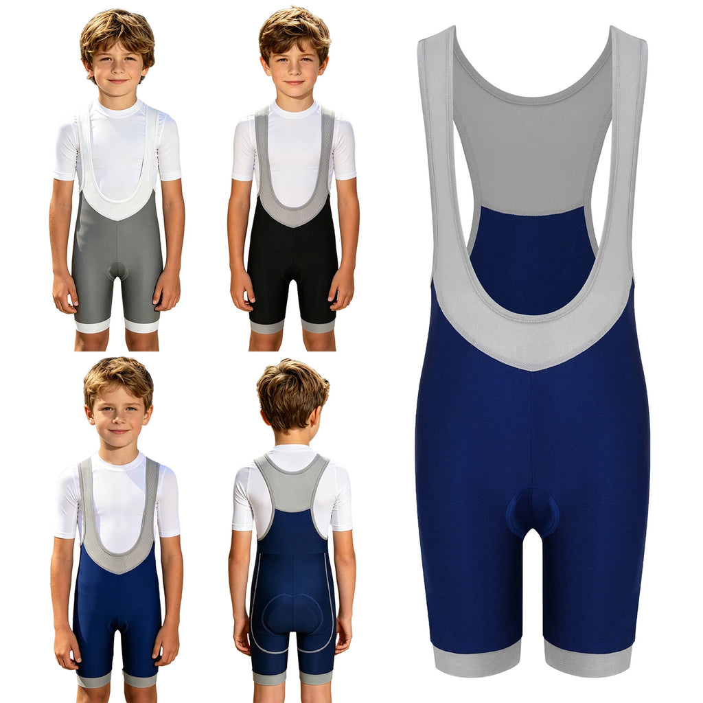 Kids Boys Girls Cycling Bib Shorts Thigh Length Leotard  Sponge Pad Bicycle Clothes for Sports Training Outdoor Wear Bike Ride
