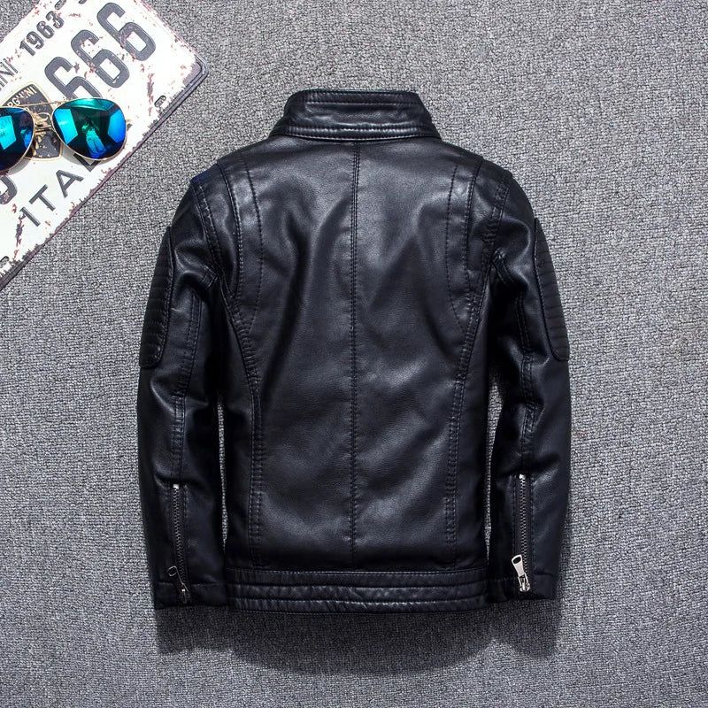 Fashion Kids Leather Jacket Girls PU Jacket Children Motorcycle Outwear for Baby Girl Jackets Rivet Boy Coats W12
