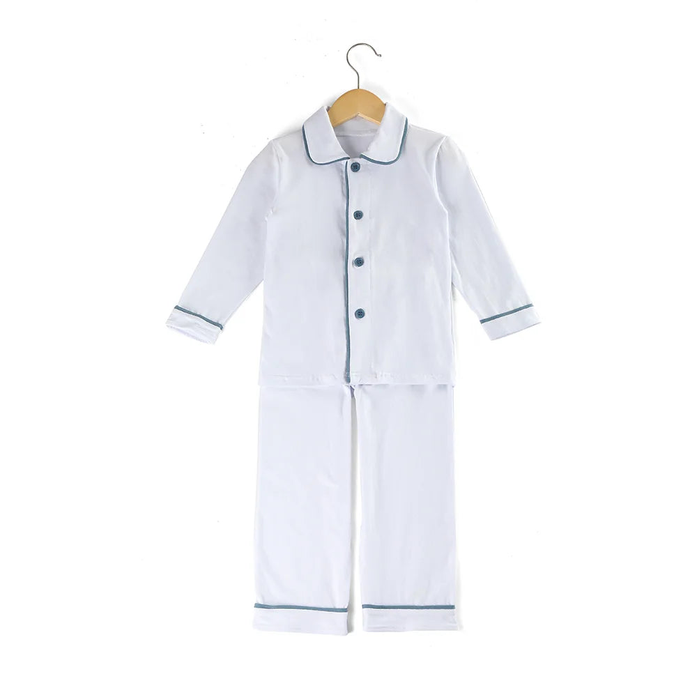 Mudbala Kids Fall Winter Cotton Pajamas Sibling Matching Boys Girls Ruffle Pyjamas Button Up Homewear
