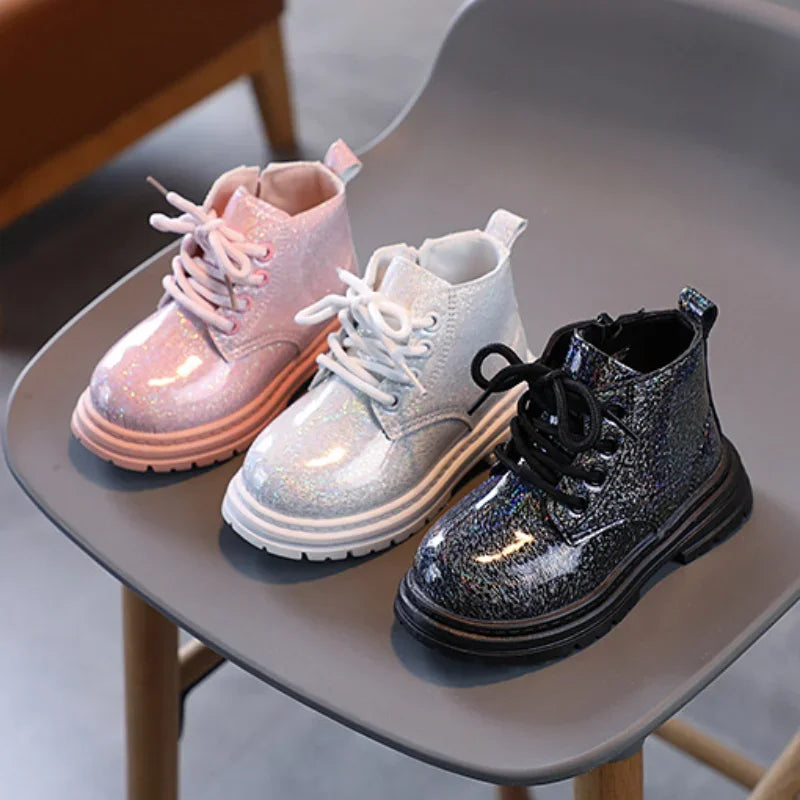 Kids Boots for Girl Solid Color Toddlers Causal Spring Autumn Leather Boots Fashion Children's Versatile Platform Ankle Boots