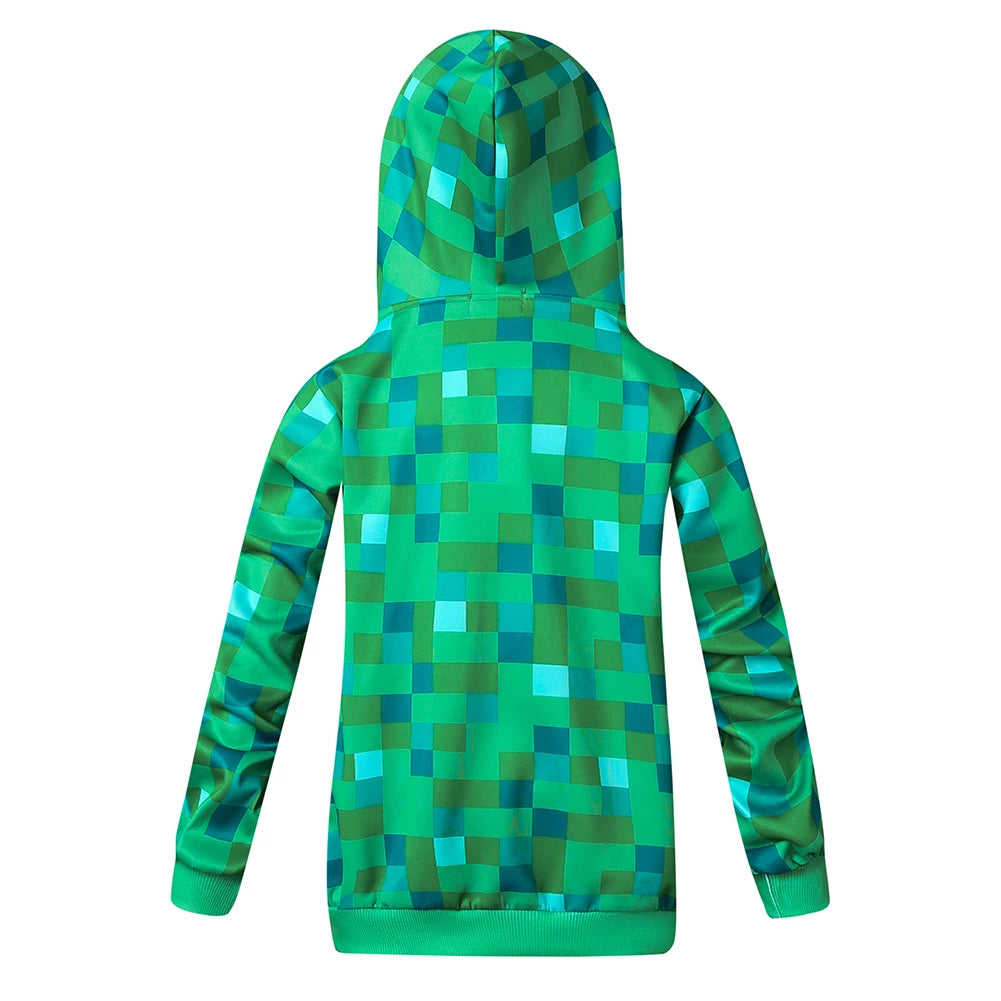 New Sportswear Kids Children Halloween Green Cosplay Costume Funny Clothing Birthday Party Boys M-Creeper Games Set Headgear