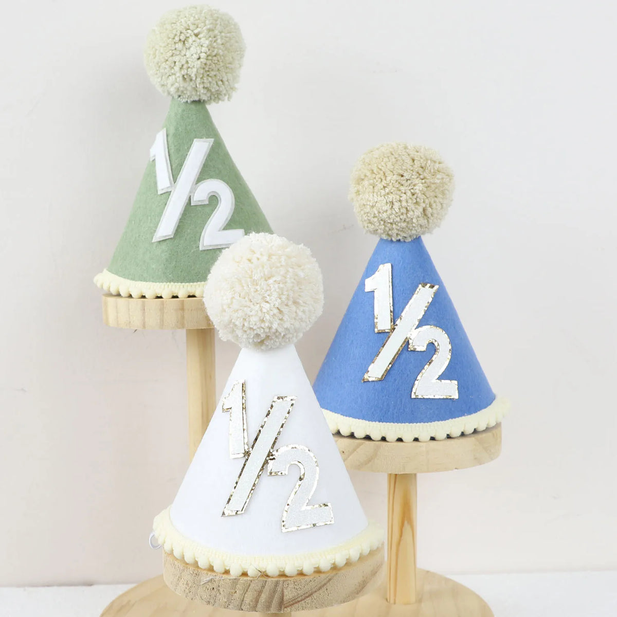 1/2 Birthday Party Hat for Baby Boy Girl Green Pink Photo Props Half Birthday 6 Months Party Decorations Gift for Boys