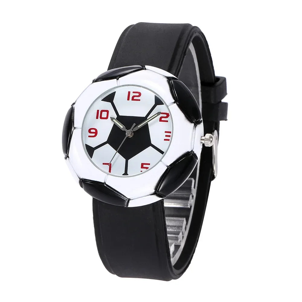 Children Football Cartoon Children Watch For Girls Rubber Kids Watches Boys Silicone Strap Analog WristWatch