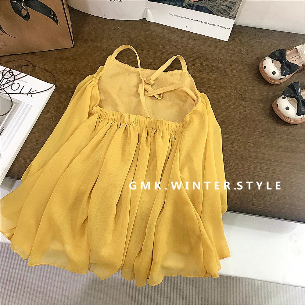 Girls Casual Dresses Halter Sleeveless Dress Kids Clothes Girls Summer Dress Party Dress for Kids Girl 2 To 7 Years