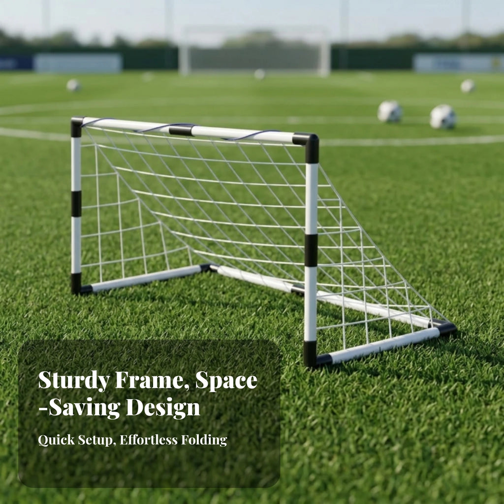 Children's Soccer Goal Rectangular Frame Kids Soccer Goal Set Sports Equipment Included Ball Inflation Pump