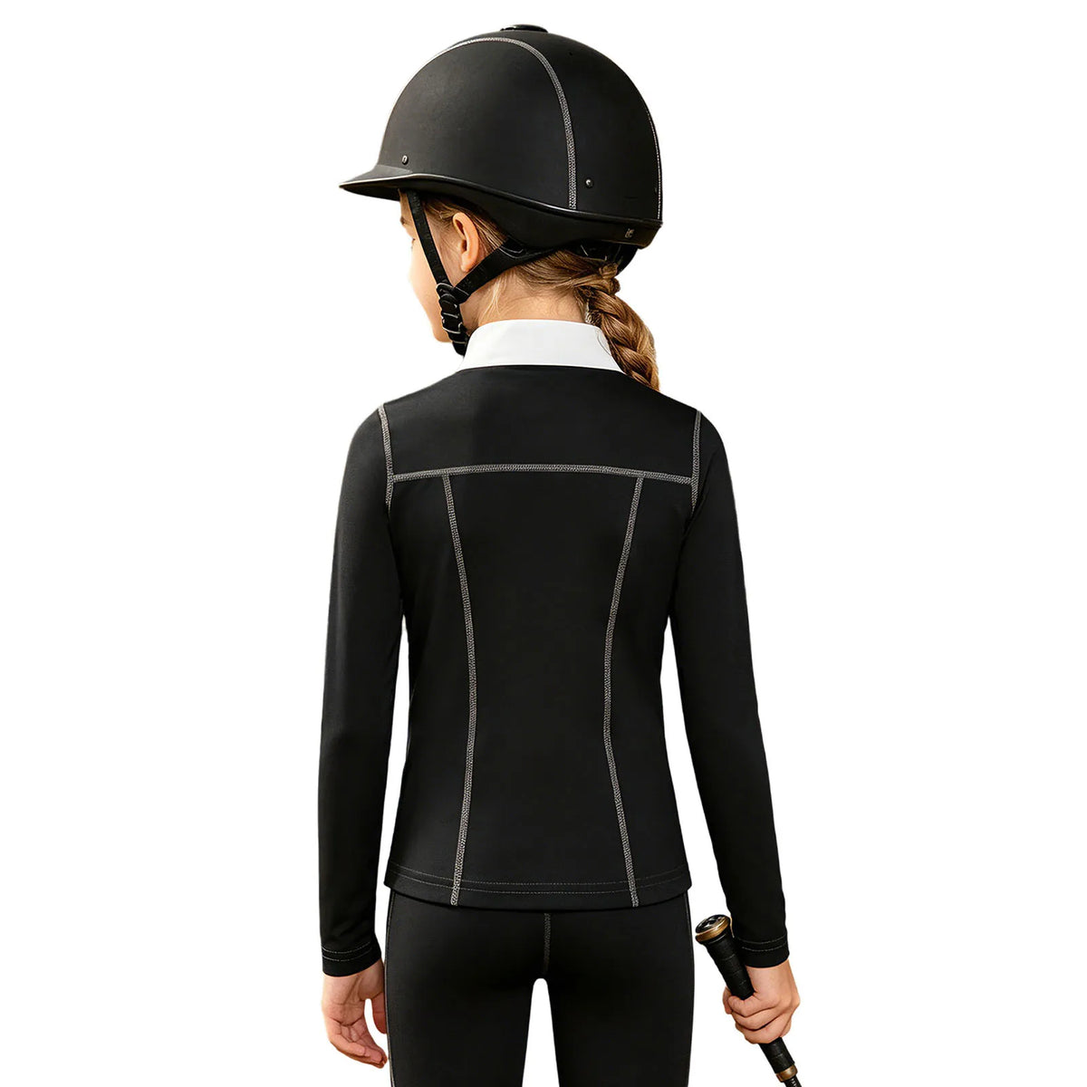 Kids Girls Horse Riding Sports Shirt Equestrian Clothes Long Sleeve Quick-dry Athletic Shirts Top for Horsemanship Workout Yoga