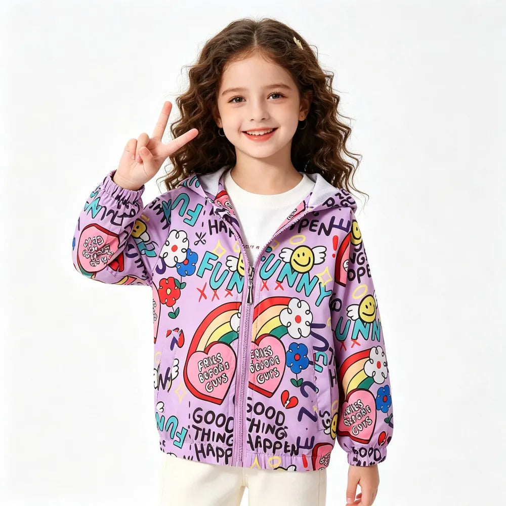 Kids Jackets for Girls Clothes 2 to 3 4 5 6 7 8 9 Years Cute Waterproof Children Coats Toddler Girl Outerwear Korea Unicorn Tops