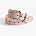 Children Leather Belt Cute Peach Heart Buckle Belts for Girls Solid Color Waistband Korean Fashion Love Heart Eyelet Waist Belt