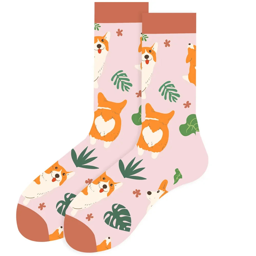 Cute Women Socks Cartoon Animal Food Fruit Socks Kawaii Funny Trendy Socks Happy Harajuku Casual Autumn Spring Stocking