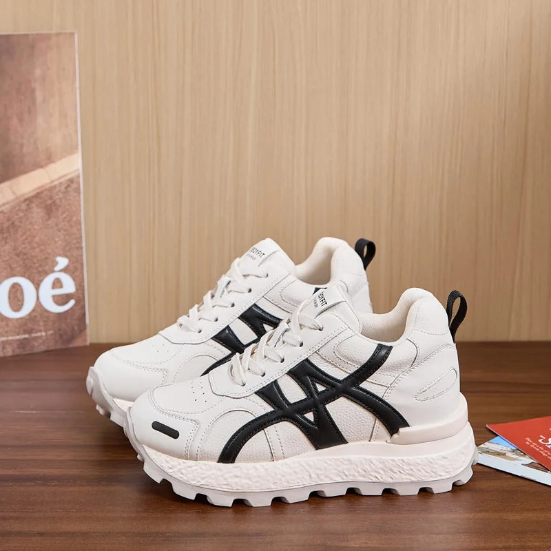 Sports shoes for women 2025 thick soled Forrest Gump shoes for women autumn new color blocked casual women's shoes