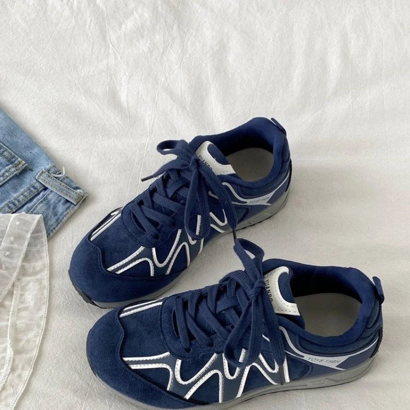 Women Flat Sports Shoes 2026 Spring New Round Toe Soft Sole Anti-slip Wear-resistant Low-top Single Shoe Fashion Casual Sneakers