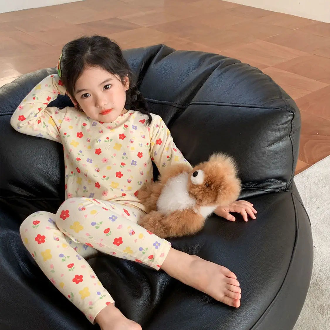 Children Home Clothing Set 2-8 Year Old Girls Fashionable German Velvet Pajamas Autumn and Winter Two Piece Set of Warm Pajamas