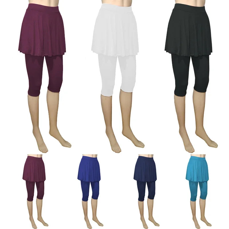 Women Leggings Skirt Tennis Pants Spandex Sports Elastic Cropped Culottes Legins Yoga Pants Women's Sports Fitness Leggings