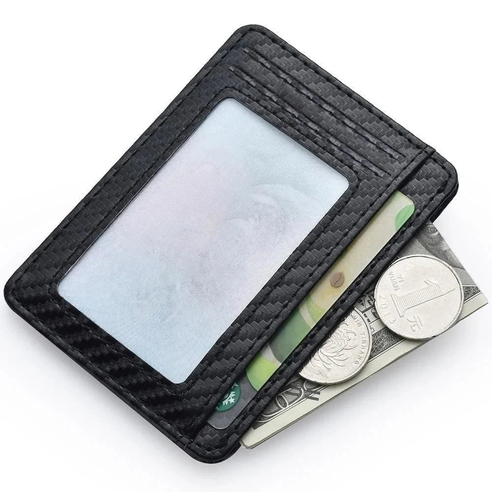 Men's Slim Minimalist Front Pocket Wallet - Anti-RFID Block PU Leather ID/Credit Card Holder with Magic Anti-Theft Protection