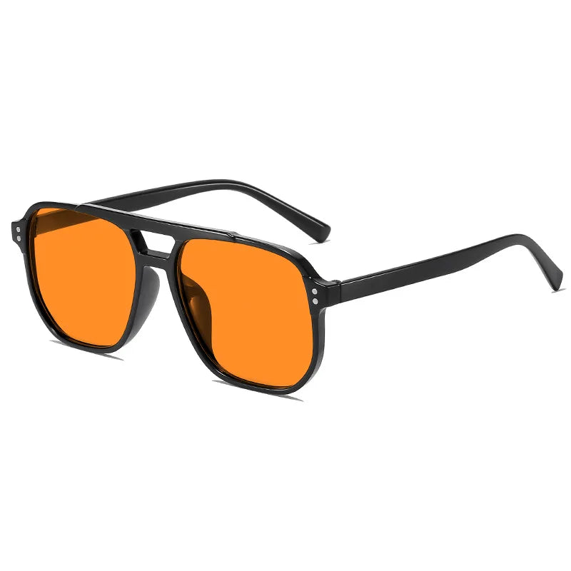 Women Men Square Sun Glasses Retro Polygon Sunglasses Female Black Vintage Fashion Ladies Oculos De Sol Double Beam Eyeglasses