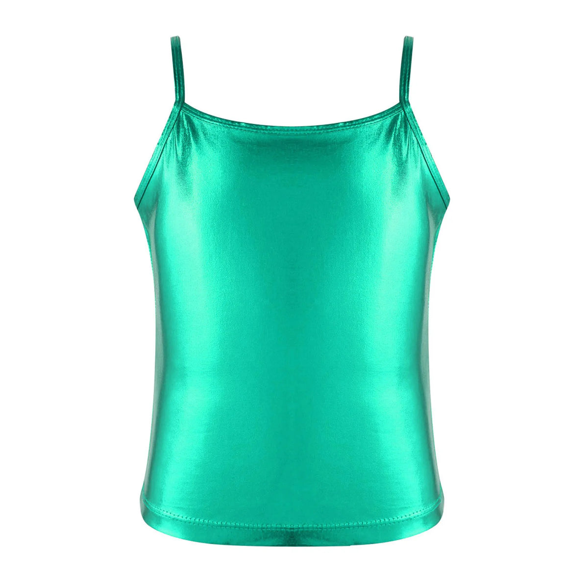 Kid Girl Sparkly Sequin Camisole Hip Hop Jazz Dance Tank Tops Spaghetti Straps Workout Gymnastics Vest Shirt Performance Costume