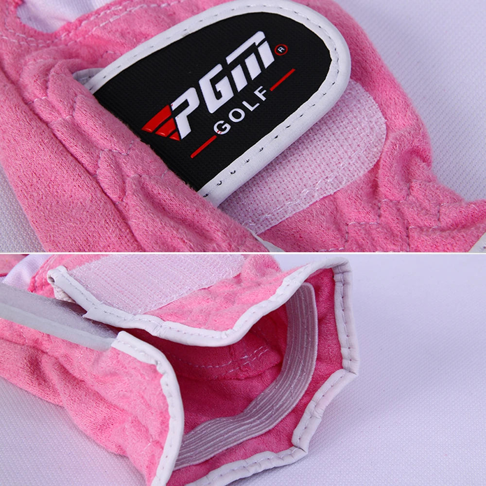 1pair Women Golf Gloves Soft Microfiber Cloth Breathable Non-slip Protective Gloves Hand Wear Golf Accessory ST009