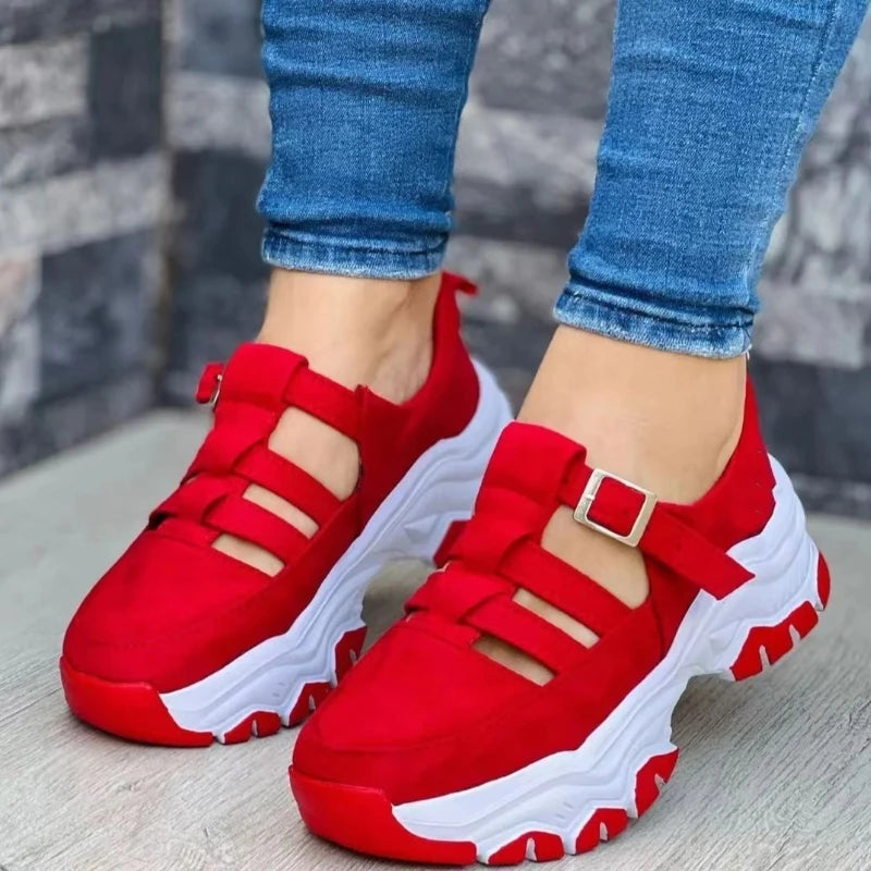 2026 New Thick-soled Women's Sports Shoes Fashion Casual Comfortable Slip-on Flat Shoes Women's Heightening Vulcanized Shoes