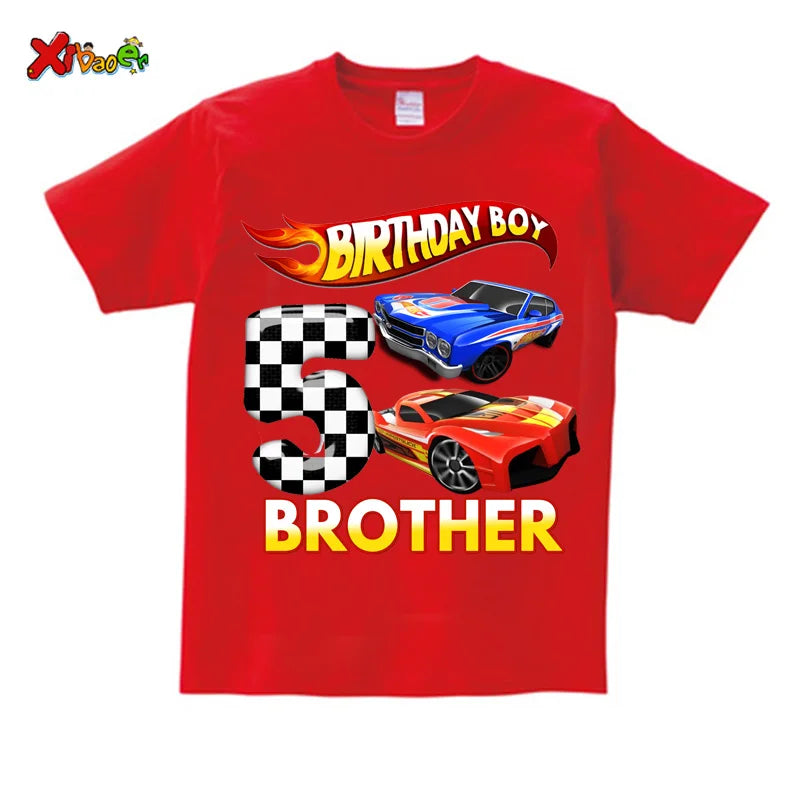 Kids Racing Birthday T Shirt 5 Year Old 2nd T Shirt Kids Shirts for Children Party BOYS Summer Custom Name Toddler Baby T Shirts