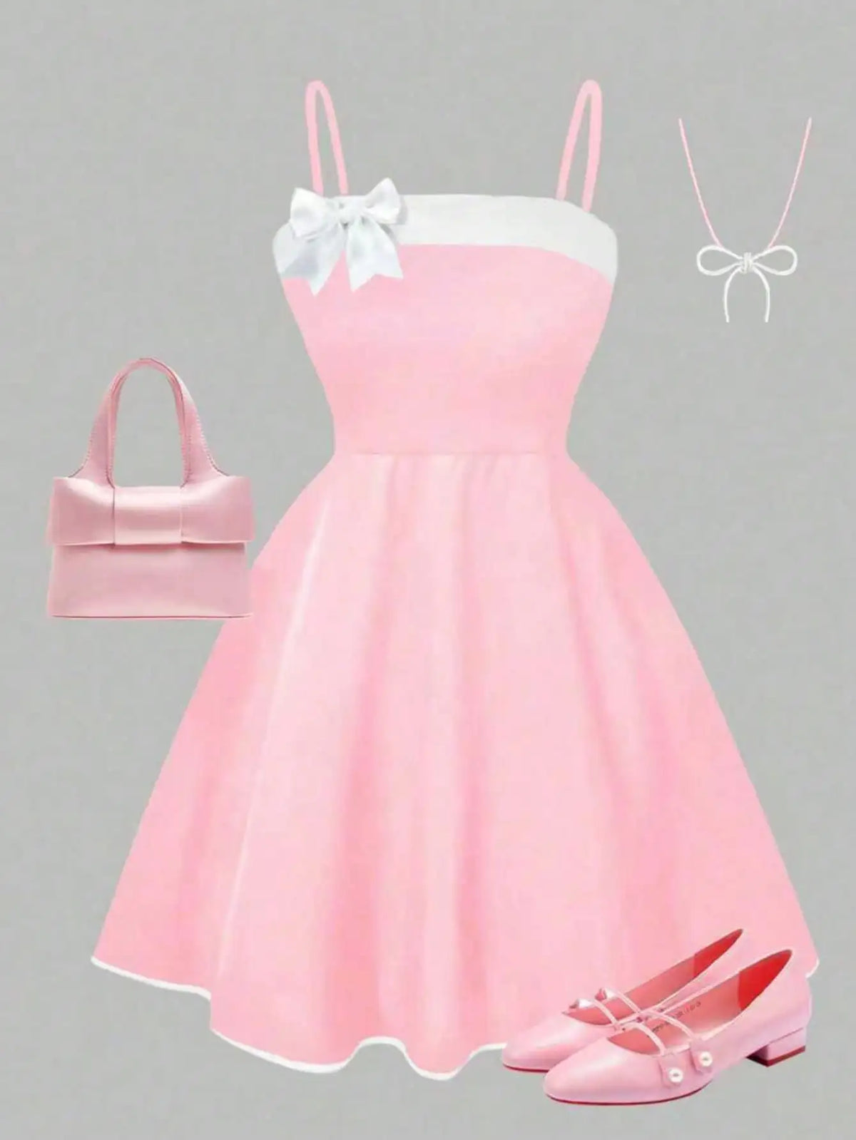 Girls' dress summer outfit; children's summer bow dress; girls' medium and large dress for parties, outdoors, travel