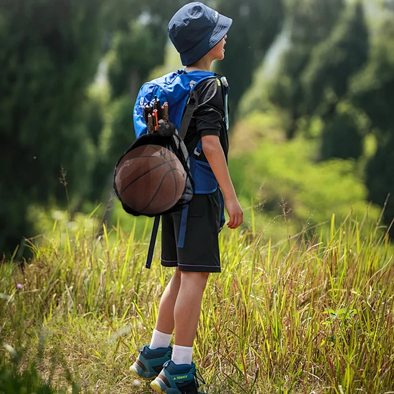 Portable Drawstring Basketball Backpack Mesh Bag Football Soccer Volleyball Ball Storage Bags Outdoor Sports Cycling Equipment