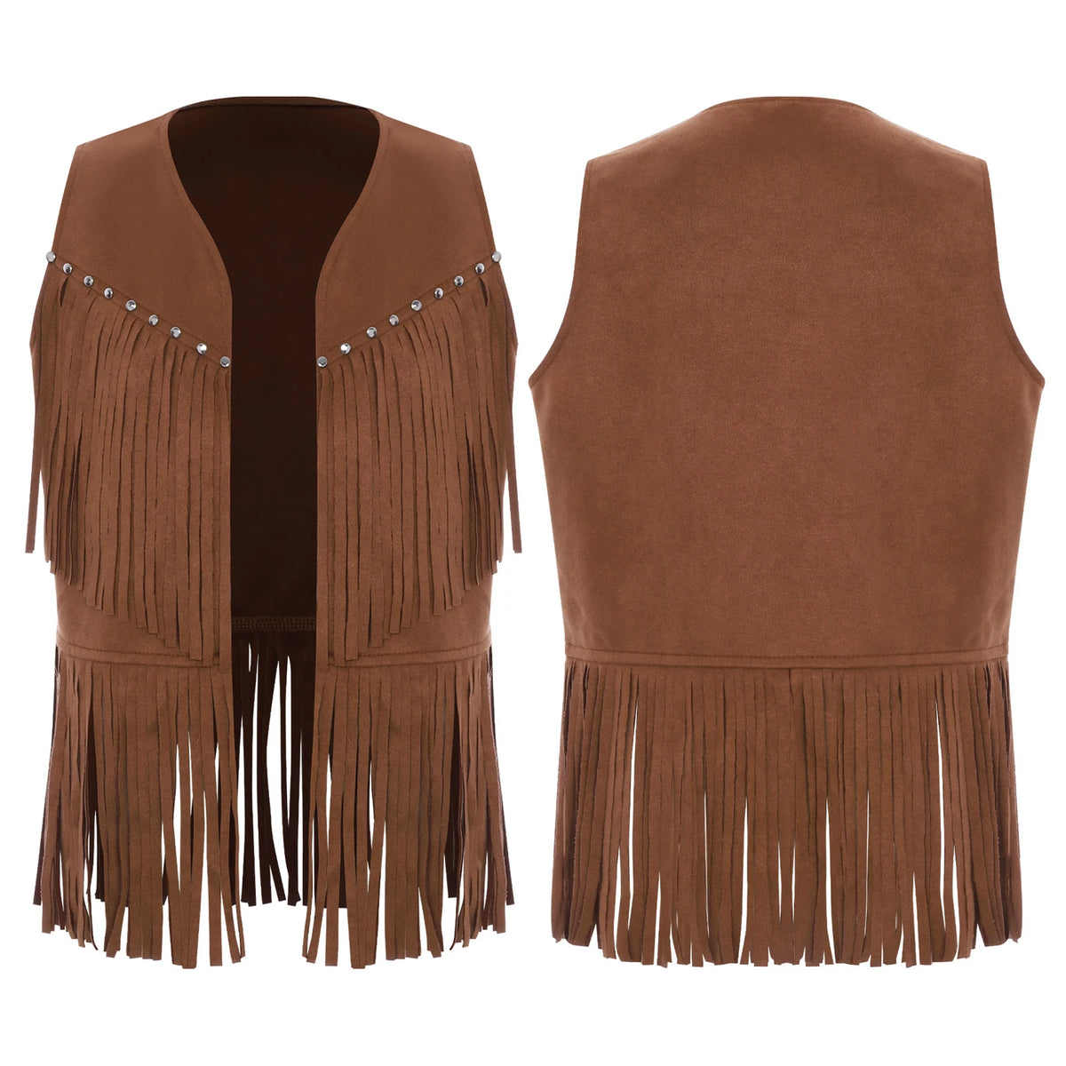 Kids Girls Boys Tassel Fringed Vest Open Front Waistcoat Jackets Child Halloween Western Cowboy Costumes Cowgirl Fancy Dres Up