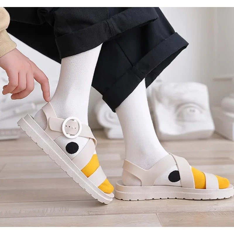 1 Pair Sock Women Mid Tube Socks Instagram Popular Trendy Creative Cute Duck Cartoon Cotton College Style High Tide Socks