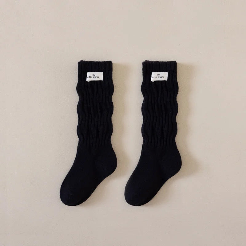 Kids Long Socks For Girls Spring Autumn New Cotton Children's Calf Socks Retro Solid Knee High Baby Child Girl Socks 1-12Years