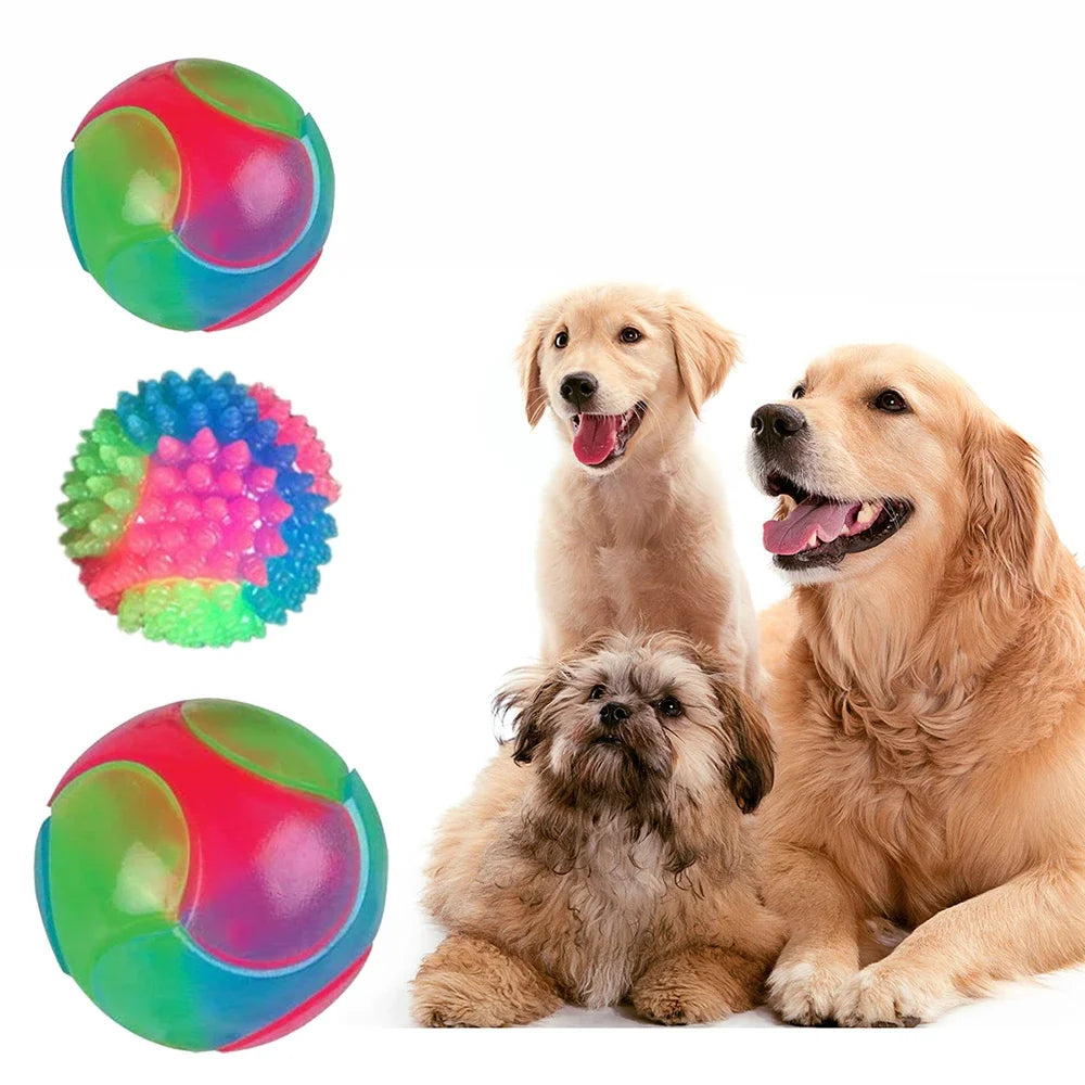 Fun pet toys - Puppy Flash Ball - Dog toys - Spherical shape - TPR multi-color light-up - Elastic ball - Dog training - Throw ba