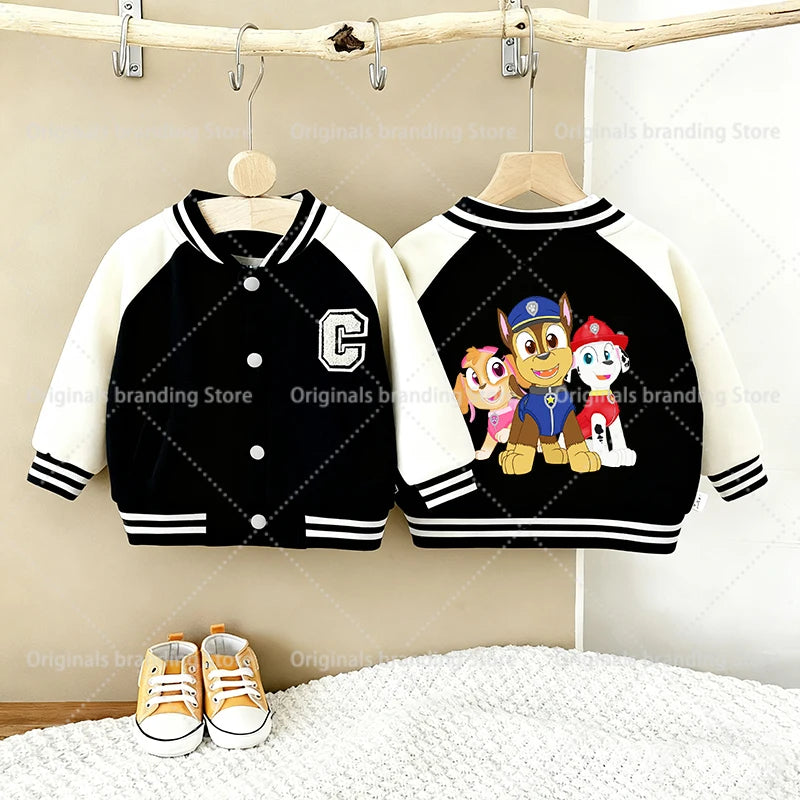 Paw Patrols Children Jackets Boys Girls Baseball Coats Kids Embroidered Letters Cardigan Autumn Fashion Outerwear Clothing Gift