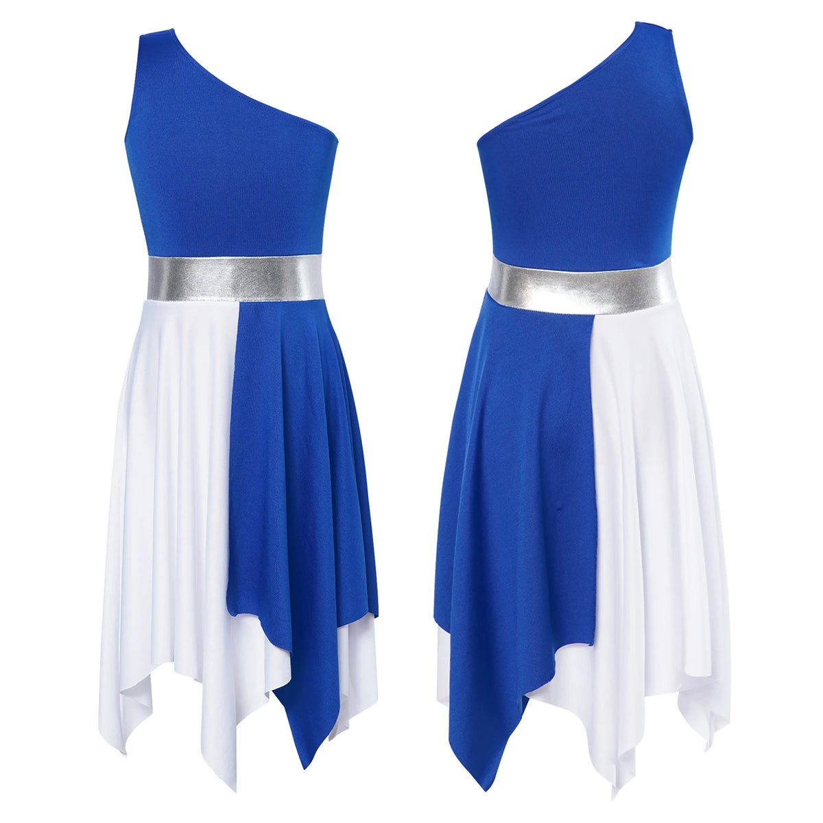 Kids Girls Etiquette Praise Dance Dress Sleeveless Church Christian Worship Costume Asymmetrical Tunic Contemporary Dance Dress