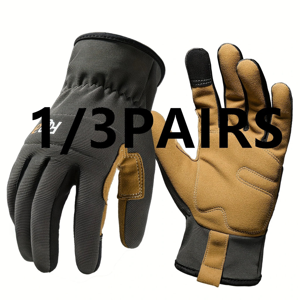 1/3Pairs Work Gloves for Men & Women - lightweight Mechanic, Construction, - Anti-Tear, Touchscreen Compatible, Non-Slip Grip