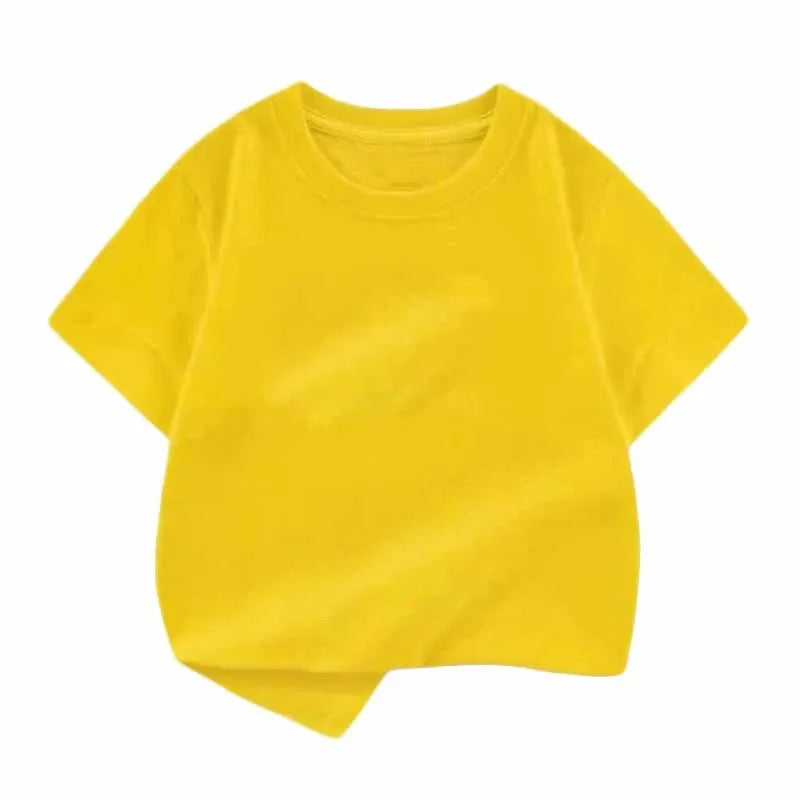 Children Solid Color Short Sleeve T-shirts for Boys Girls Summer Harajuku Minimalist Casual Fashion Tops Kids O-Neck Tees