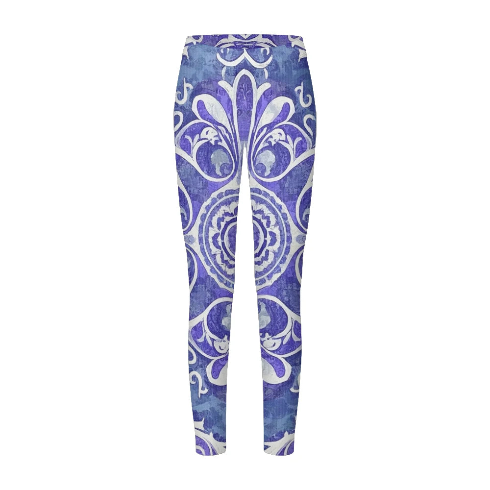 Women High-Waisted Vintage Paisley Print Sports Leggings Full Length Athletic Pants for Yoga Fitness and Casual Boho Chic Wear