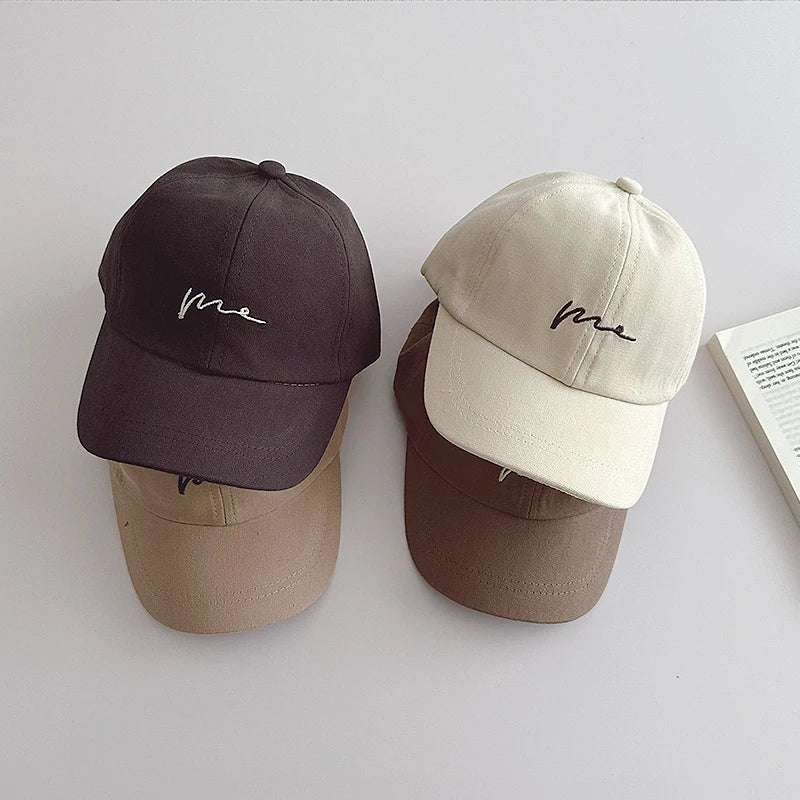 Solid Color Kids Baseball Hat 2-8Year Boys Girls Duck Tongue Hats Cotton Baby Sunscreen Visor Fashion Letter Children Peaked Cap