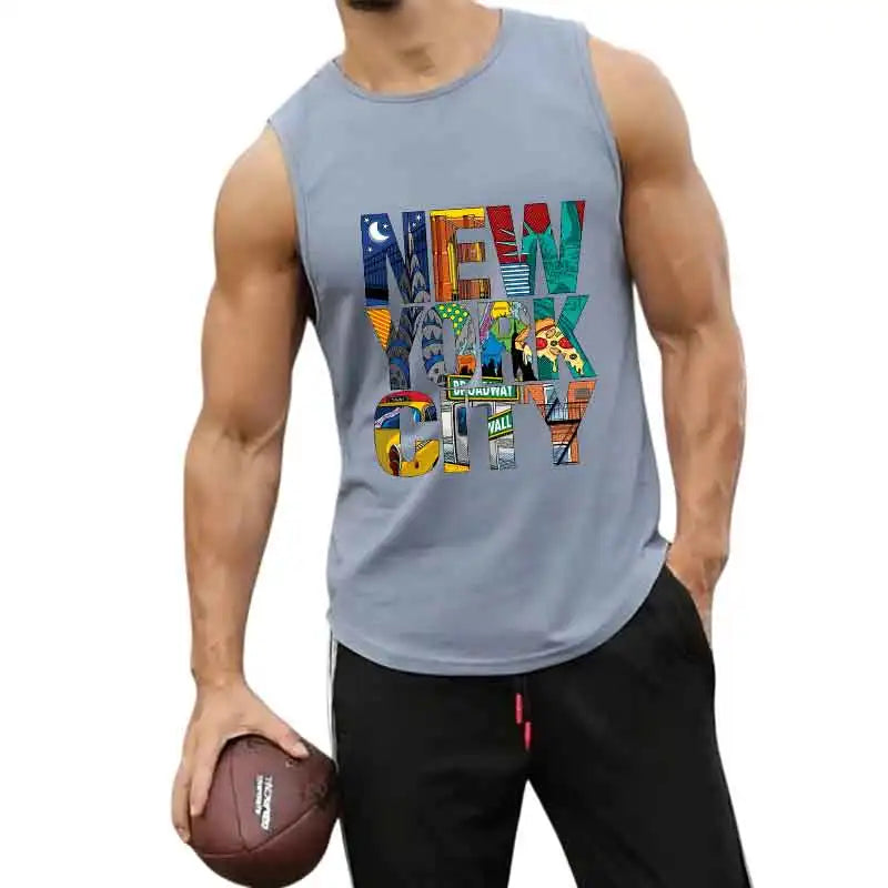 Men Sleeveless Tank Top for Gym Bodybuilding Summer Fitness Shirts Breathable Quick Dry Muscle Vest Casual Wear European Size
