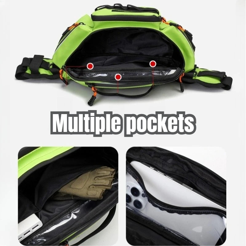 Motorcycle Waist Bag Men Fishing Lure Bag Sports Hunting Fanny Pack Outdoor Hiking Running Rig Pouch Multi-pockets Chest Bag