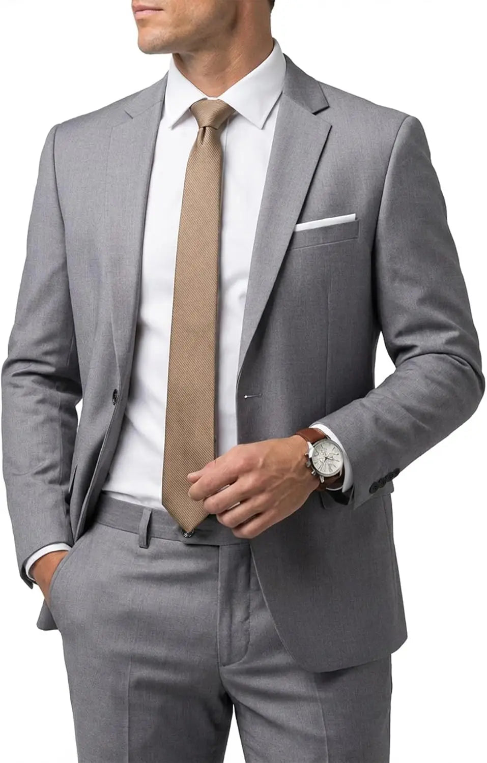 Men's 2 Piece Suit  One Button Slim Fit Solid Jacket  Pants Set Suits for Men Party Wedding Prom  Business