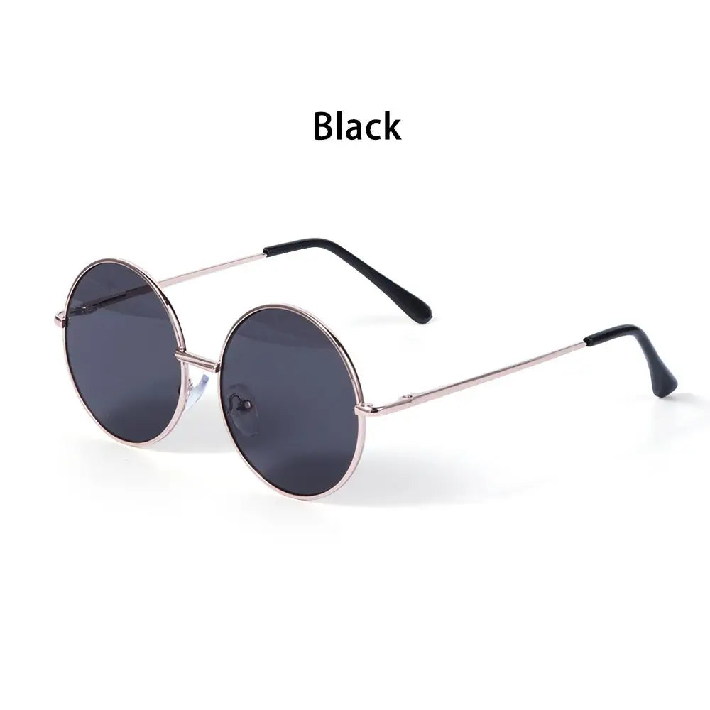 NEW Summer Child Retro Round Frame Sunglasses Children Kids Black Pink Red Lens Fashion Boys Girls UV400 Protection Eyewear 14mm