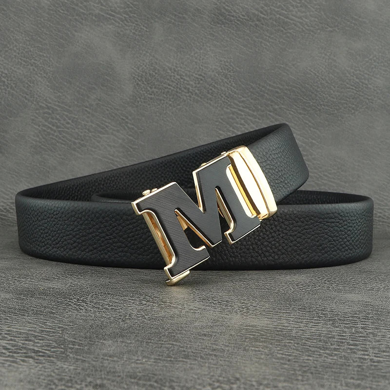 Fashion belts men designer brand cowhide leather high quality M letter Automatic Buckle formal young men leisure Waistband Z277