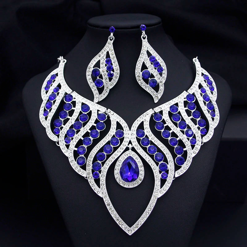Fashion Jewelry Sets for Women Rhinestone Choker Necklace Sets for Bride Luxury Bridal Wedding Costume Jewelry Party Prom