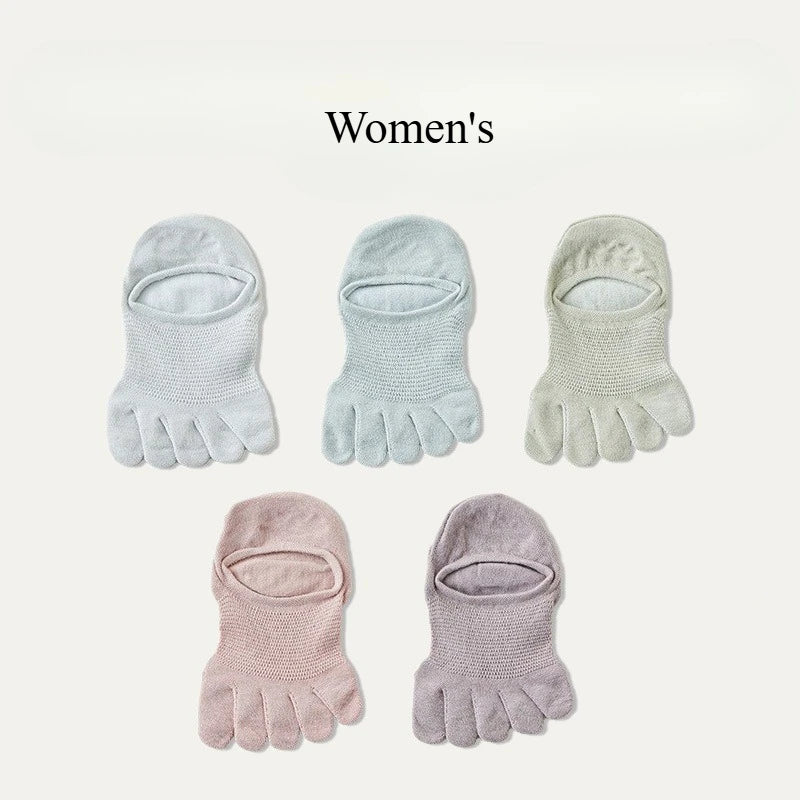 Women's 5 Pair Cotton 5-toe Socks Summer Breathable Mesh Sock for Women Mens Five Finger Ankle Toe Socks Low Cut Sock for Ladies
