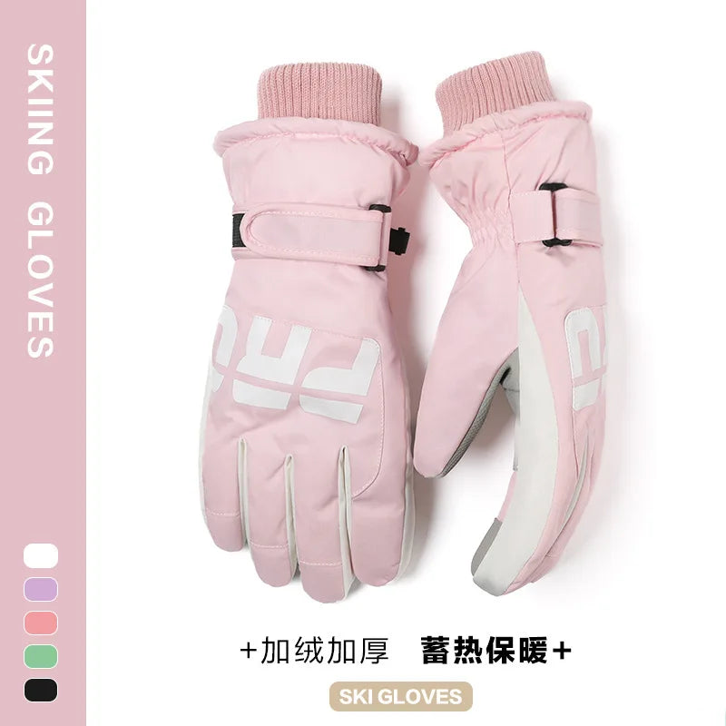 1 Pair Skiing Gloves For Men And Women Thickened Windproof Warm Gloves Outdoor Touchscreen Sports Gloves Soft Plush Mittens 2025