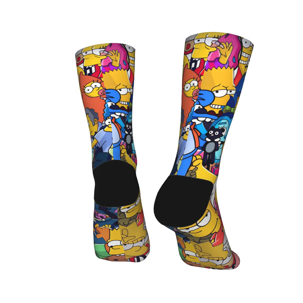 Homer S-Simpsons And Friends Meme Stockings Novelty Socks Unisex Men Breathable Socks Autumn Running Pattern Anti Socks Gift