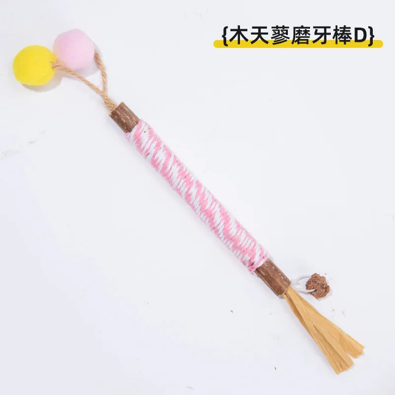 Pet Cat Toys: Self-Amusing, Boredom-Relieving, Valerian Catnip Ball Chew Stick, Jute Ball Pet Toy Supplies