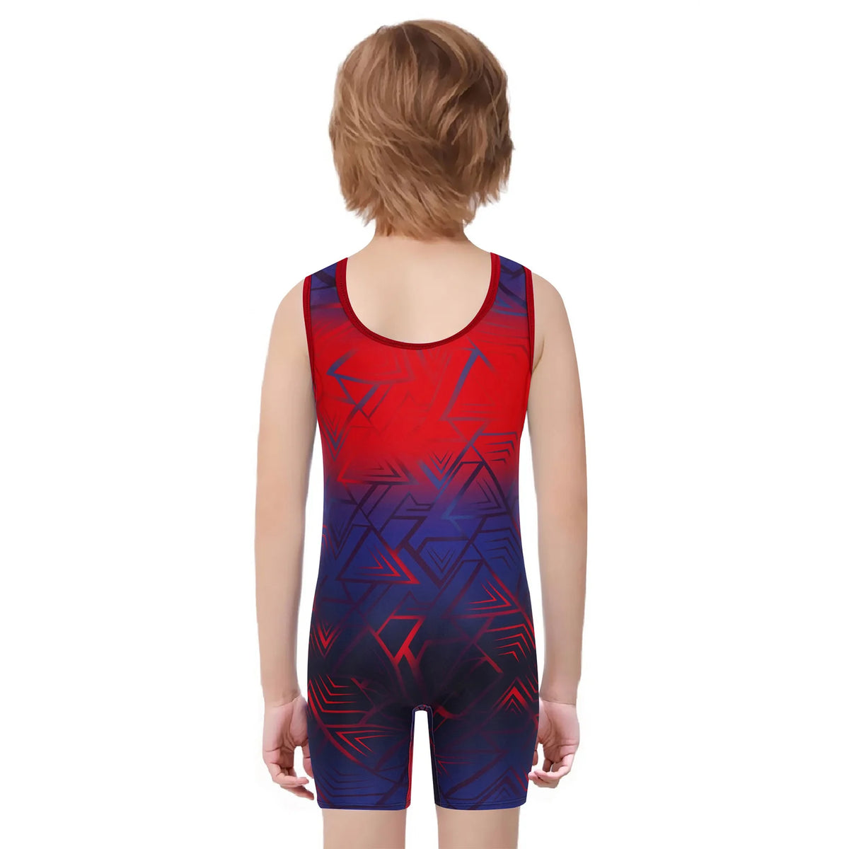 Children Boys Swim Bodysuit Kids Sports Jumpsuit Breathable Quick-drying Wrestling Singlet U Neck Sleeveless Bodysuit Costume