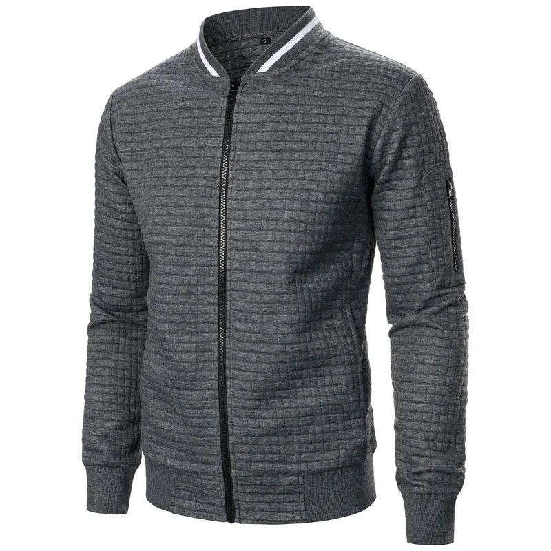 Men's Jackets Coats Casual Solid Autumn Jacket Men Zipper Cardigans Spring Long Sleeve O-neck Plaid Men's Coat Streetwear S-XXXL